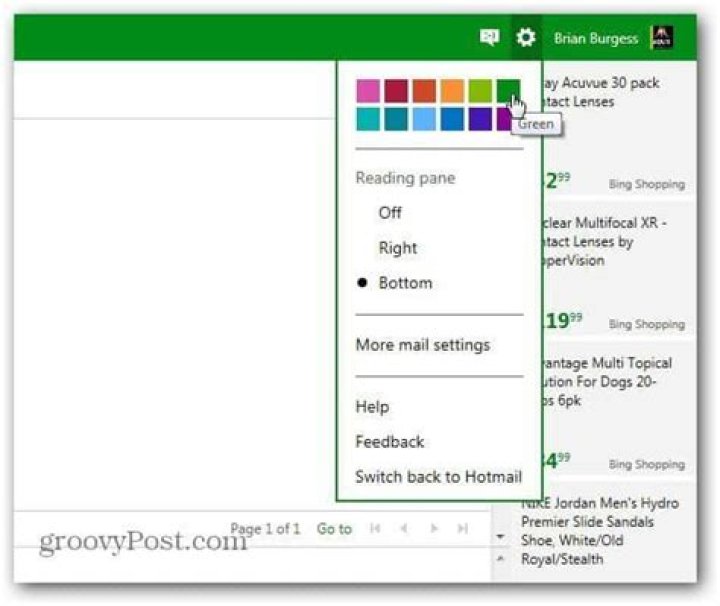 How do I add color scheme to Outlook 2010?