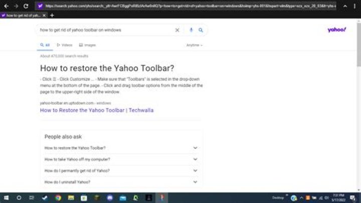 How do I get rid of Yahoo Toolbar?