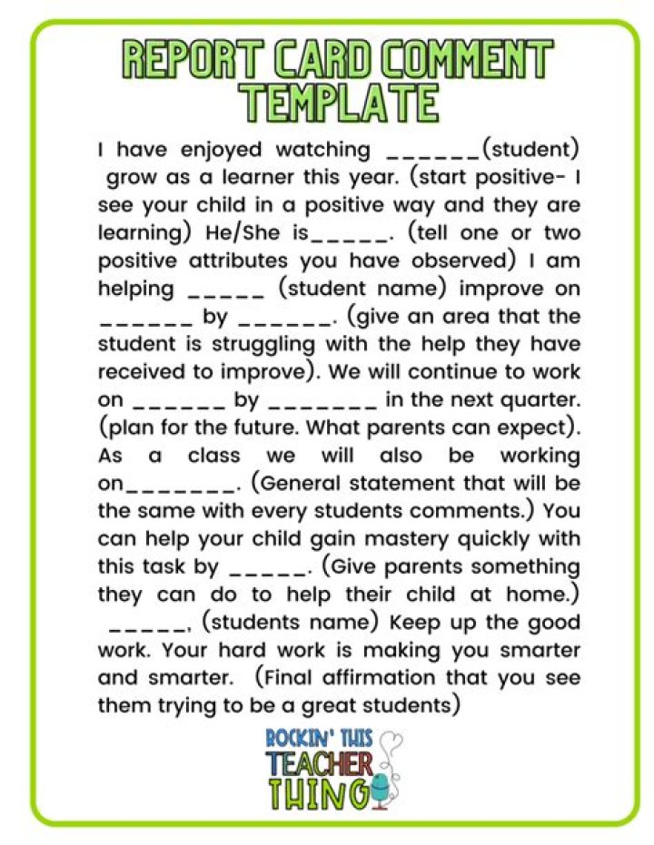 How do you write positive comments for students?