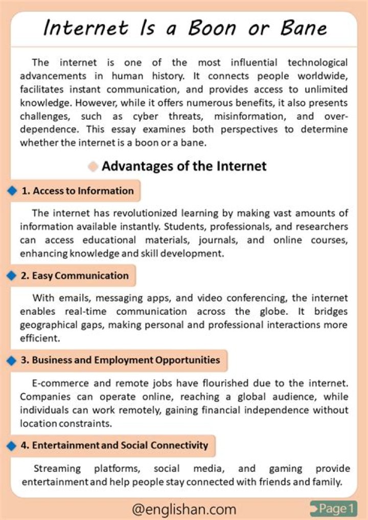 What are the boon and bane of Internet?