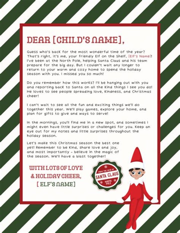 What do you write in an elf on the shelf letter?