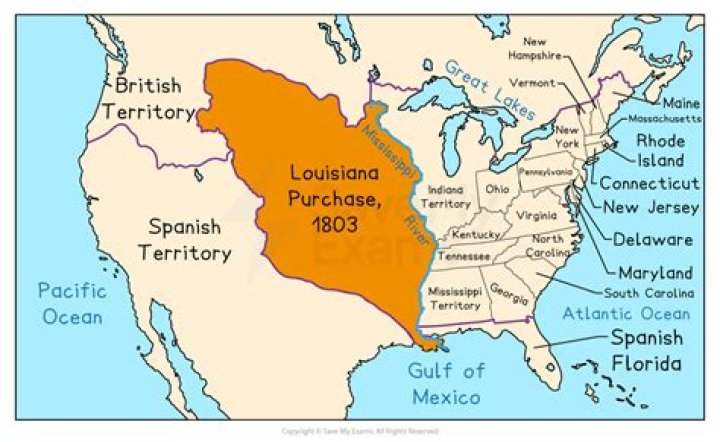 What happened in 1803 what did it do to the United States?