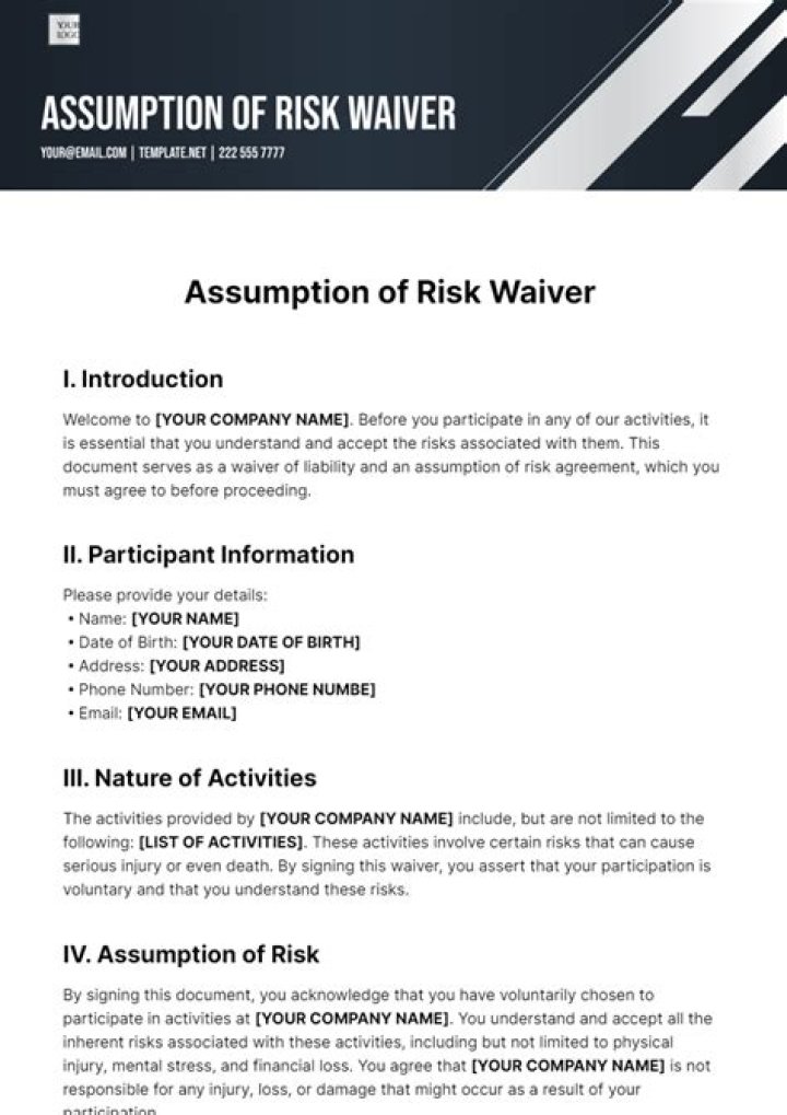 What is an assumption of risk waiver?