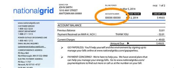 What is my national grid account number?