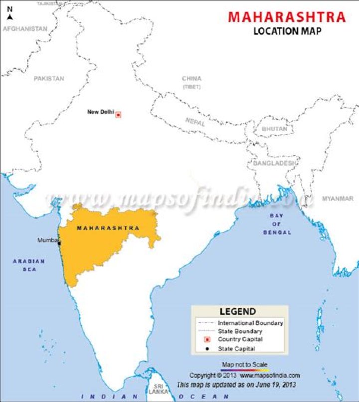 Where is Maharashtra in the map of India?